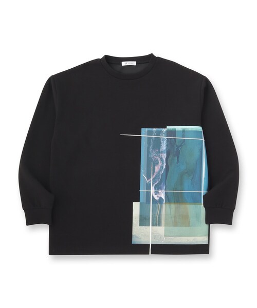 tk.TAKEO KIKUCHI（ティーケータケオキクチ）の「長袖 サイドスタックプリントカットソー（Tシャツ/カットソー・メンズ・ブラウン系その他/ブラック/ホワイト・02/03）」の4枚目の写真