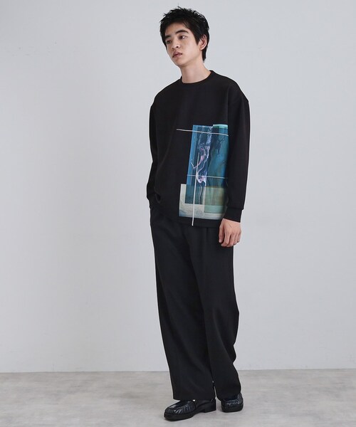 tk.TAKEO KIKUCHI（ティーケータケオキクチ）の「長袖 サイドスタックプリントカットソー（Tシャツ/カットソー・メンズ・ブラウン系その他/ブラック/ホワイト・02/03）」の10枚目の写真