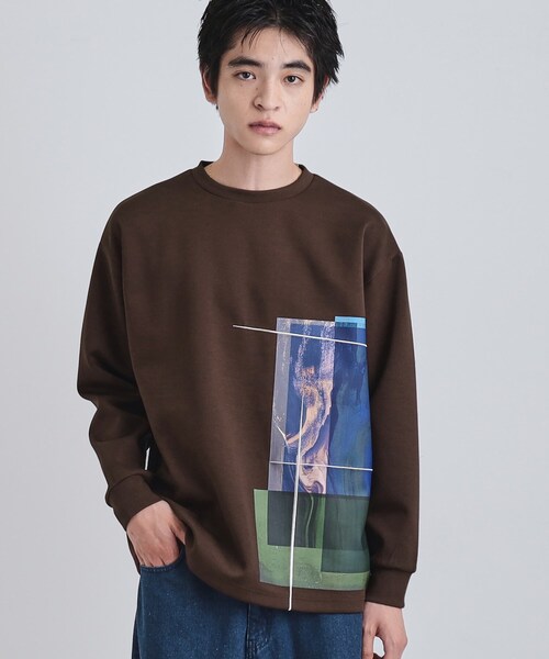 tk.TAKEO KIKUCHI（ティーケータケオキクチ）の「長袖 サイドスタックプリントカットソー（Tシャツ/カットソー・メンズ・ブラウン系その他/ブラック/ホワイト・02/03）」の15枚目の写真