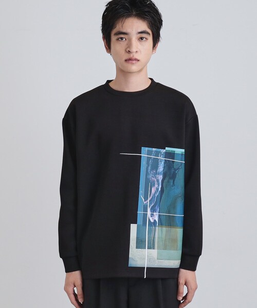 tk.TAKEO KIKUCHI（ティーケータケオキクチ）の「長袖 サイドスタックプリントカットソー（Tシャツ/カットソー・メンズ・ブラウン系その他/ブラック/ホワイト・02/03）」の17枚目の写真