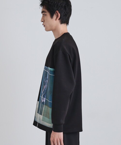 tk.TAKEO KIKUCHI（ティーケータケオキクチ）の「長袖 サイドスタックプリントカットソー（Tシャツ/カットソー・メンズ・ブラウン系その他/ブラック/ホワイト・02/03）」の18枚目の写真