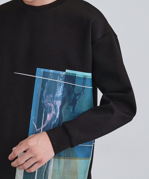tk.TAKEO KIKUCHI（ティーケータケオキクチ）の「長袖 サイドスタックプリントカットソー（Tシャツ/カットソー・メンズ・ブラウン系その他/ブラック/ホワイト・02/03）」の21枚目の写真