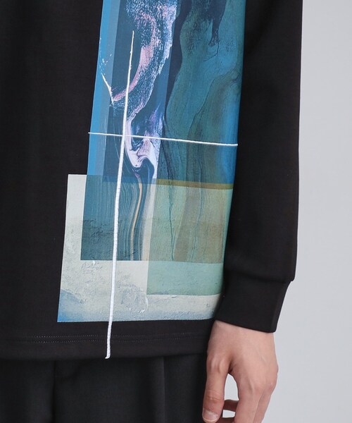 tk.TAKEO KIKUCHI（ティーケータケオキクチ）の「長袖 サイドスタックプリントカットソー（Tシャツ/カットソー・メンズ・ブラウン系その他/ブラック/ホワイト・02/03）」の22枚目の写真