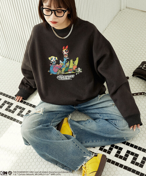 PUBLUX（パブリュクス）の「PUBLUX/パブリュクス 【THE POWERPUFF GIRLS】パワーパフ ガールズ フロントアート クルーネックスウェット　限定展開（スウェット・レディース・チャコールグレー/グレー・ﾌﾘ-）」の3枚目の写真