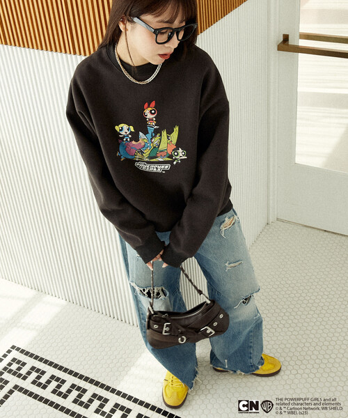 PUBLUX（パブリュクス）の「PUBLUX/パブリュクス 【THE POWERPUFF GIRLS】パワーパフ ガールズ フロントアート クルーネックスウェット　限定展開（スウェット・レディース・チャコールグレー/グレー・ﾌﾘ-）」の6枚目の写真