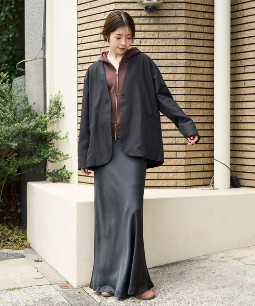 セール】限定展開 ソフトタッチ ツイル ノーカラー ジャケット