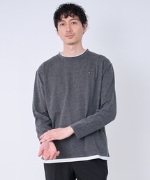 メランジ鹿の子 フェイクレイヤード ロングTシャツ