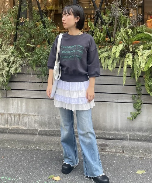 ROSE BUD（ローズバッド）の「SHORT LENGTH SWEAT TOP（スウェット・レディース・ピンク/ネイビー/オフホワイト・ONE SIZE）」の21枚目の写真