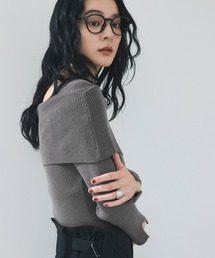 未使用　ジュメロ jumelleオフショルダー長袖ニット　グレー ニット レディース 長袖 通販 セーター プルオーバー ロゴ オフ