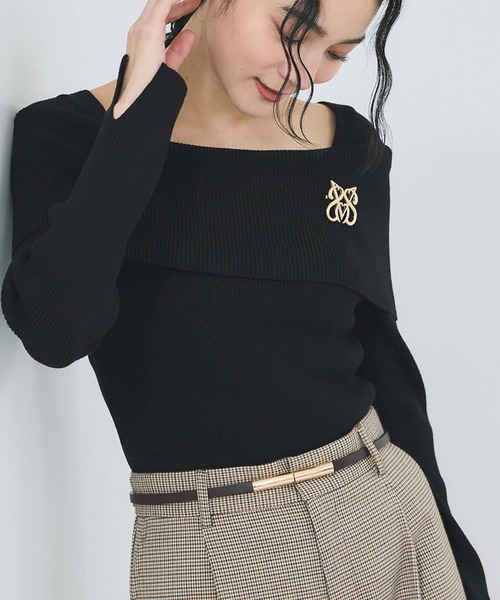 VIS（ビス）の「オフショルダーモチモチリブニット（ニット/セーター・レディース・ブラック/ダークブラウン/グレー/オフホワイト/グリーン系その他・FREE）」の3枚目の写真