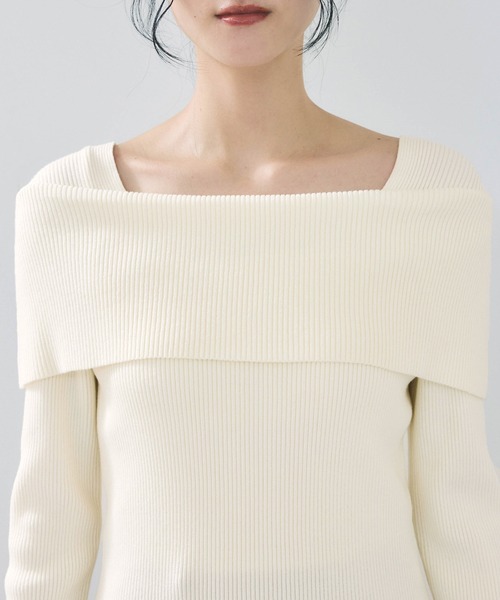 VIS（ビス）の「オフショルダーモチモチリブニット（ニット/セーター・レディース・ブラック/ダークブラウン/グレー/オフホワイト/グリーン系その他・FREE）」の21枚目の写真