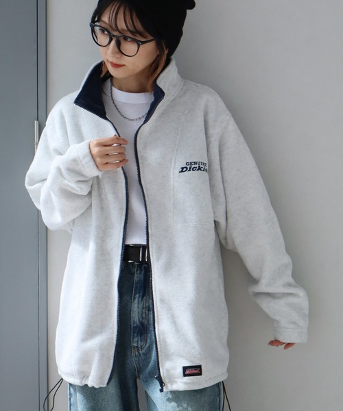 Dickies(ディッキーズ)の「【GENUINE DICKIES/ジェニュインディッキーズ】フリース ドロスト スタンドネック ジップアップブルゾン(ブルゾン・メンズ・スミクロ/ネイビー/グリーン/アッシュグレー・M/XL/L)」の6枚目の写真