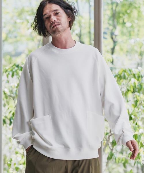 CAMBIO(カンビオ)の「mlt5433-サイドポケット鹿の子カットソー(Tシャツ/カットソー・メンズ・ホワイト/グレイッシュベージュ/ブラック・M/L/XL)」の2枚目の写真