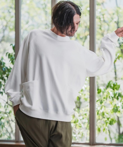 CAMBIO(カンビオ)の「mlt5433-サイドポケット鹿の子カットソー(Tシャツ/カットソー・メンズ・ホワイト/グレイッシュベージュ/ブラック・M/L/XL)」の9枚目の写真