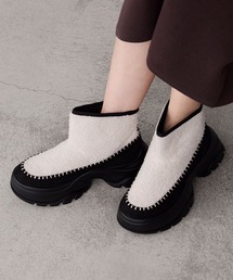 forksy.】異素材MIXボリュームスニーカーソールショートブーツ