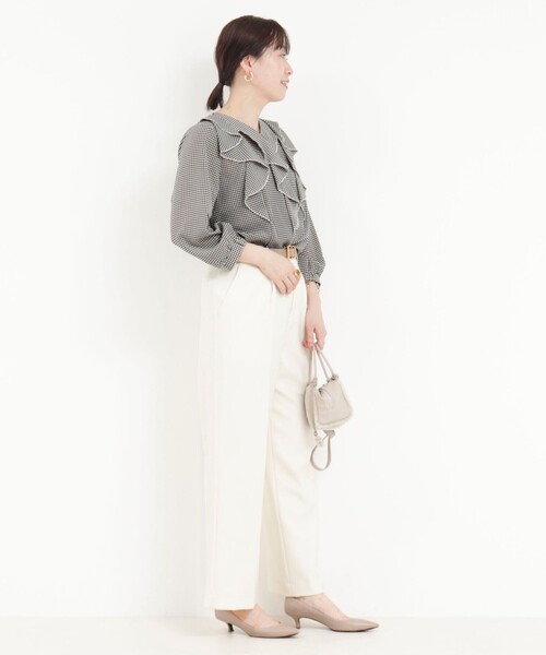 MICO COULIER（ミコクリエ）の「ジョーゼットフリルブラウス（シャツ/ブラウス・レディース・ホワイト系その他/ネイビー/モカ/ライトグレー・38）」の9枚目の写真