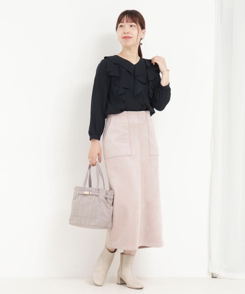 MICO COULIER（ミコクリエ）の「ジョーゼットフリルブラウス（シャツ/ブラウス・レディース・ホワイト系その他/ネイビー/モカ/ライトグレー・38）」の12枚目の写真