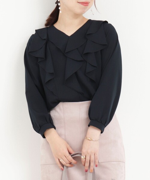 MICO COULIER（ミコクリエ）の「ジョーゼットフリルブラウス（シャツ/ブラウス・レディース・ホワイト系その他/ネイビー/モカ/ライトグレー・38）」の13枚目の写真