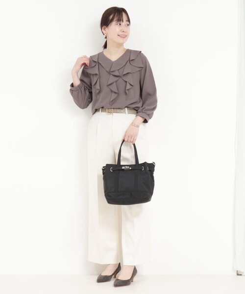 MICO COULIER（ミコクリエ）の「ジョーゼットフリルブラウス（シャツ/ブラウス・レディース・ホワイト系その他/ネイビー/モカ/ライトグレー・38）」の18枚目の写真