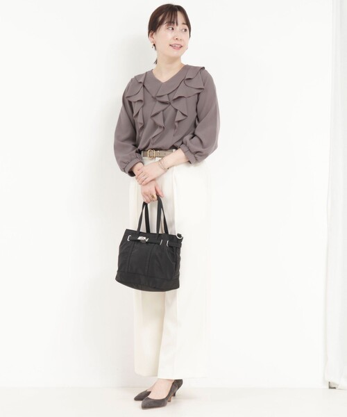 MICO COULIER（ミコクリエ）の「ジョーゼットフリルブラウス（シャツ/ブラウス・レディース・ホワイト系その他/ネイビー/モカ/ライトグレー・38）」の19枚目の写真