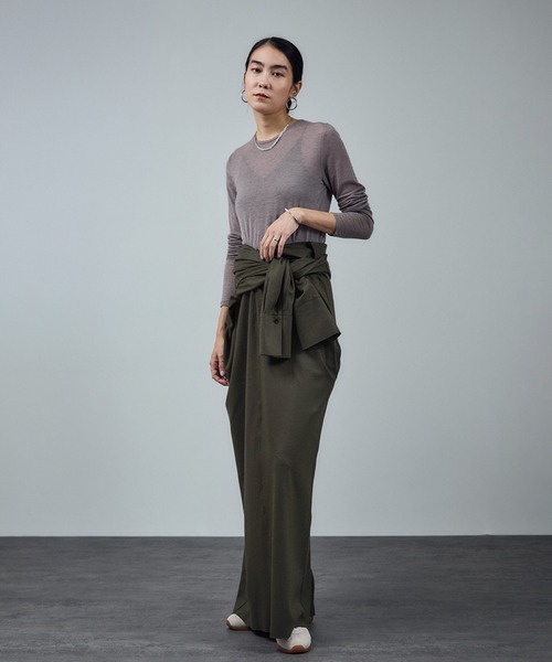 SALON adam et rope'（サロン アダム エ ロペ）の「ミルドジャージシャツワンピース（ワンピース・レディース・カーキ/ブラック・FREE）」の3枚目の写真