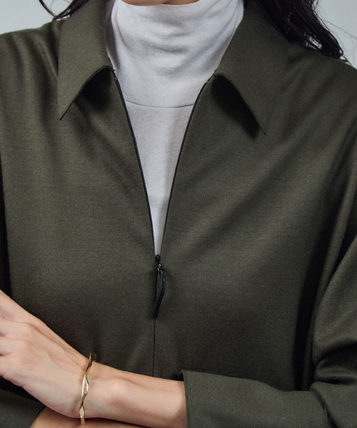 SALON adam et rope'（サロン アダム エ ロペ）の「ミルドジャージシャツワンピース（ワンピース・レディース・カーキ/ブラック・FREE）」の14枚目の写真