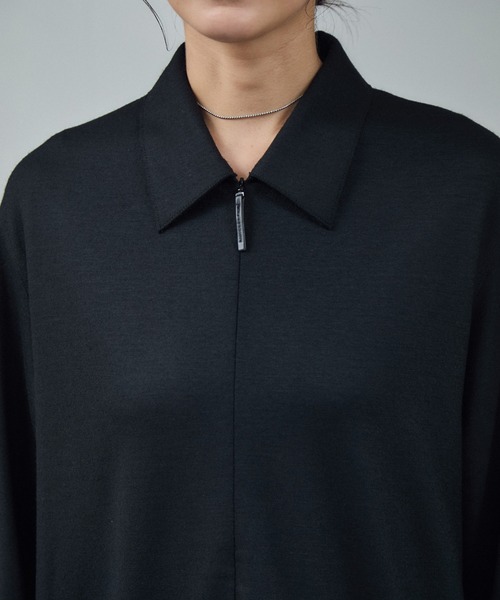 SALON adam et rope'（サロン アダム エ ロペ）の「ミルドジャージシャツワンピース（ワンピース・レディース・カーキ/ブラック・FREE）」の20枚目の写真