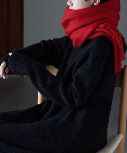 etoll.（エトル）の「フリンジシャギーボリュームマフラー（マフラー・レディース・ブラック/アイボリー/パープル/イエロー/ロイヤルブルー/グリーン/レッド・FREE）」の14枚目の写真