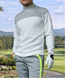 COMON GOLF（コモンゴルフ）の「柔らかポンチ素材 バイカラー モックネック 長袖ゴルフシャツ（Tシャツ/カットソー）」