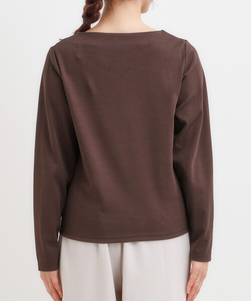 DRESKIP(ドレスキップ)の「【S-LL】お顔周りを美しく見せる ボートネックロンT(Tシャツ/カットソー・レディース・ホワイト系1/ダークブラウン系/ブラック系1/ピンク系2・01/02/03/04)」の16枚目の写真