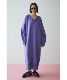 V neck knit one piece Vネックニットワンピース
