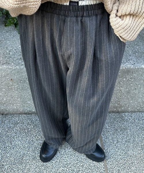 B.R.U（ブル）の「レイヤード見えストライプスラックス（スラックス