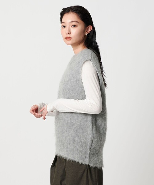 MARW UNITED ARROWS（マルゥ ユナイテッドアローズ）の「＜MARW UNITED ARROWS＞シャギー ニットベスト（ベスト・レディース・オレンジ/ブラック/ライトグレー・FREE）」の9枚目の写真