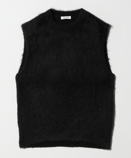 最終値下げ＜MARW UNITED ARROWS＞シャギーニットベスト ブラック MARW UNITED ARROWS＞シャギー ニットベスト（ベスト）｜MARW UNITED