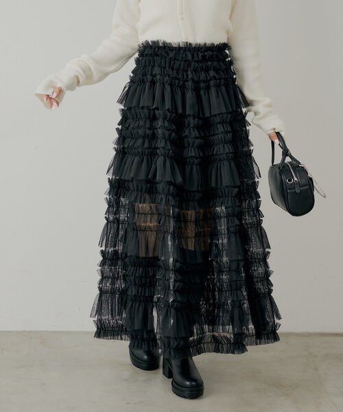 Chico（チコ）の「【SALON by Chico】ボリュームチュールスカート（スカート・レディース・チャコールグレー/アイボリー/ブラック・FREE）」の5枚目の写真