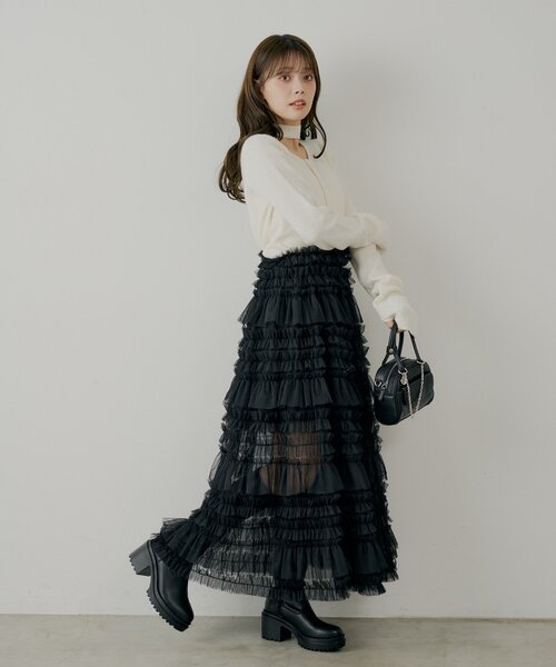 Chico（チコ）の「【SALON by Chico】ボリュームチュールスカート（スカート・レディース・チャコールグレー/アイボリー/ブラック・FREE）」の6枚目の写真