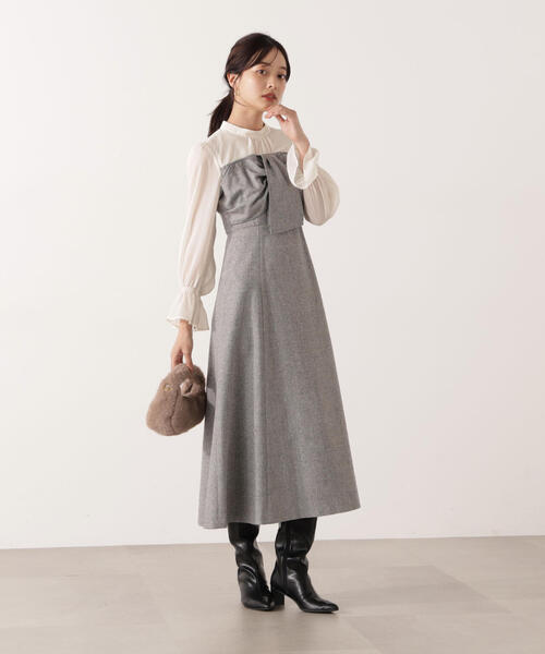 PROPORTION BODY DRESSING（プロポーションボディドレッシング）の「フロントリボンミックスドッキングワンピース / 1215240103（ワンピース・レディース・グレー/ブラック/ブラウン・SMALL/MEDIUM/P/S）」の18枚目の写真