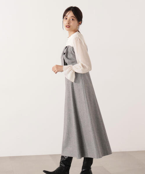 PROPORTION BODY DRESSING（プロポーションボディドレッシング）の「フロントリボンミックスドッキングワンピース / 1215240103（ワンピース・レディース・グレー/ブラック/ブラウン・SMALL/MEDIUM/P/S）」の20枚目の写真