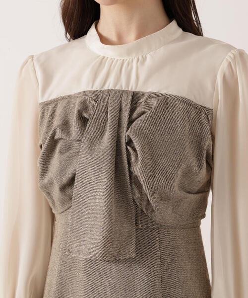 PROPORTION BODY DRESSING（プロポーションボディドレッシング）の「フロントリボンミックスドッキングワンピース / 1215240103（ワンピース・レディース・グレー/ブラック/ブラウン・SMALL/MEDIUM/P/S）」の12枚目の写真