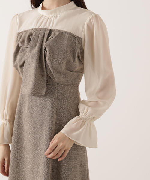 PROPORTION BODY DRESSING（プロポーションボディドレッシング）の「フロントリボンミックスドッキングワンピース / 1215240103（ワンピース・レディース・グレー/ブラック/ブラウン・SMALL/MEDIUM/P/S）」の14枚目の写真