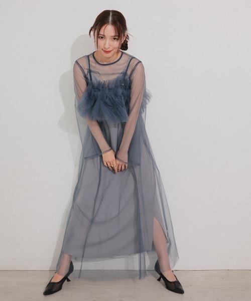 セール】【ANDRESD】multiway volume tulle dress 結婚式 ワンピース