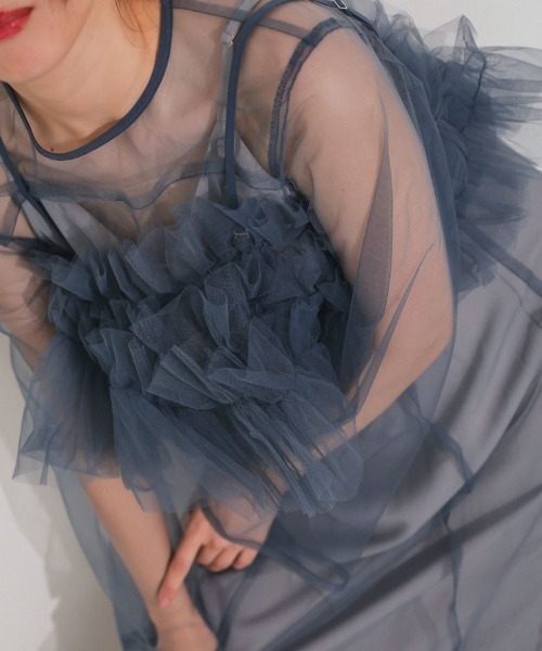 DONOBAN(ドノバン)の「【ANDRESD】multiway volume tulle dress 結婚式 ワンピース パーティードレス オケージョンドレス お呼ばれ 二次会 成人式 同窓会(ドレス・レディース・ブルー/グリーン/ブラック・L/M/S)」の11枚目の写真