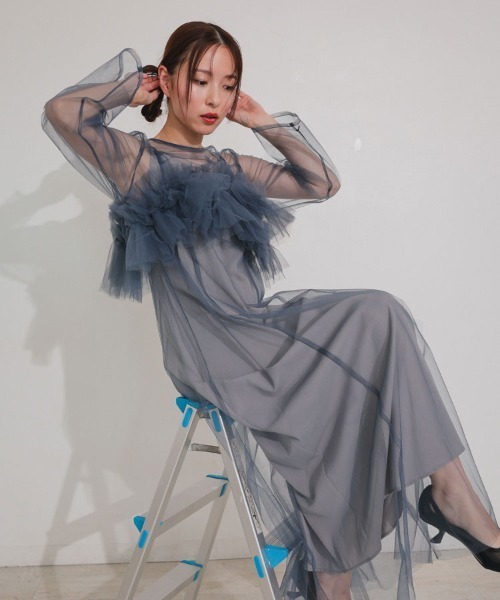 DONOBAN(ドノバン)の「【ANDRESD】multiway volume tulle dress 結婚式 ワンピース パーティードレス オケージョンドレス お呼ばれ 二次会 成人式 同窓会(ドレス・レディース・ブルー/グリーン/ブラック・L/M/S)」の10枚目の写真
