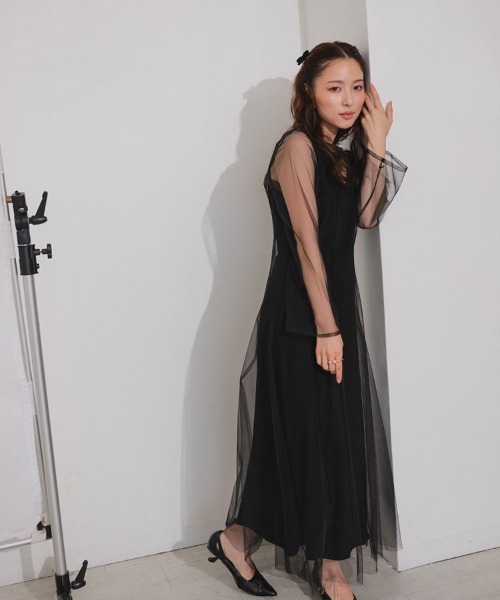 セール】【ANDRESD】multiway volume tulle dress 結婚式 ワンピース