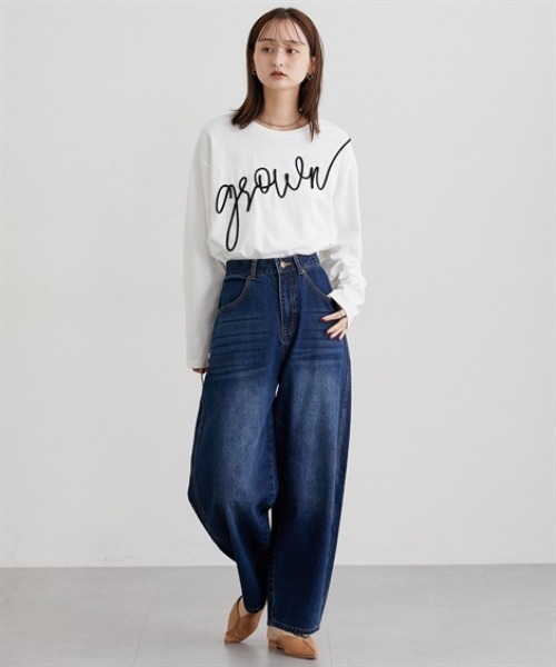 nissen(ニッセン)の「コードロゴ刺しゅうTシャツ(Tシャツ/カットソー・レディース・オフホワイト/ブラック・L/M)」の4枚目の写真
