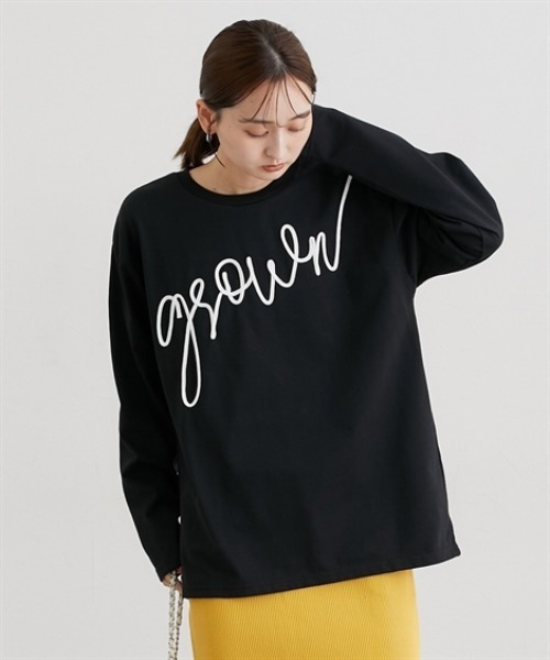 nissen(ニッセン)の「コードロゴ刺しゅうTシャツ(Tシャツ/カットソー・レディース・オフホワイト/ブラック・L/M)」の8枚目の写真