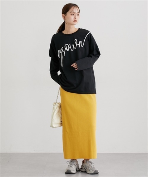 nissen(ニッセン)の「コードロゴ刺しゅうTシャツ(Tシャツ/カットソー・レディース・オフホワイト/ブラック・L/M)」の9枚目の写真