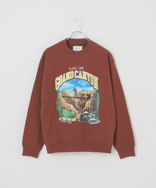 B.C STOCK(ベーセーストック)の「【CALIFORNIA RANCH HOUSE】スラックライン クルーネックスウェット(Tシャツ/カットソー・メンズ・スミクロ/ライトグレー/ボルドー・MEDIUM/LARGE)」の3枚目の写真