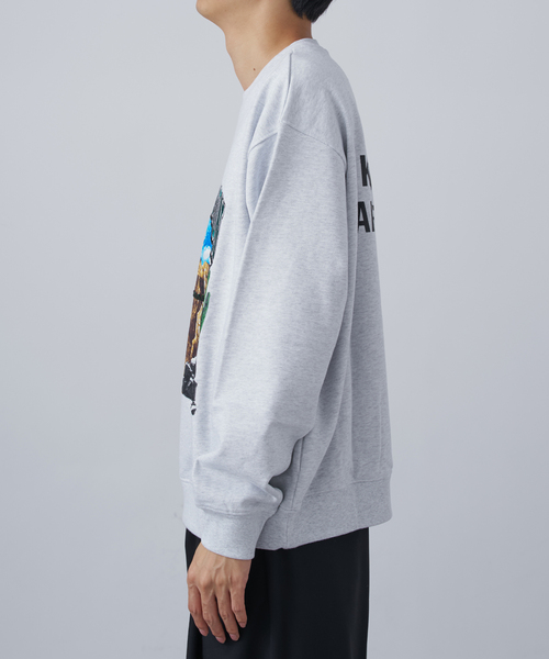 B.C STOCK(ベーセーストック)の「【CALIFORNIA RANCH HOUSE】スラックライン クルーネックスウェット(Tシャツ/カットソー・メンズ・スミクロ/ライトグレー/ボルドー・MEDIUM/LARGE)」の11枚目の写真