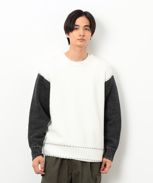 COMME CA ISM（コムサイズム）の「ハンドステッチプルオーバー（ニット/セーター・メンズ・アイボリー/ブラック/ネイビー・SMALL/MEDIUM/LARGE）」の2枚目の写真